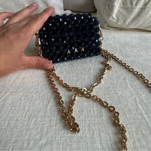 Handmade by Me Beaded Dark Blue  Mini / Micro Bag